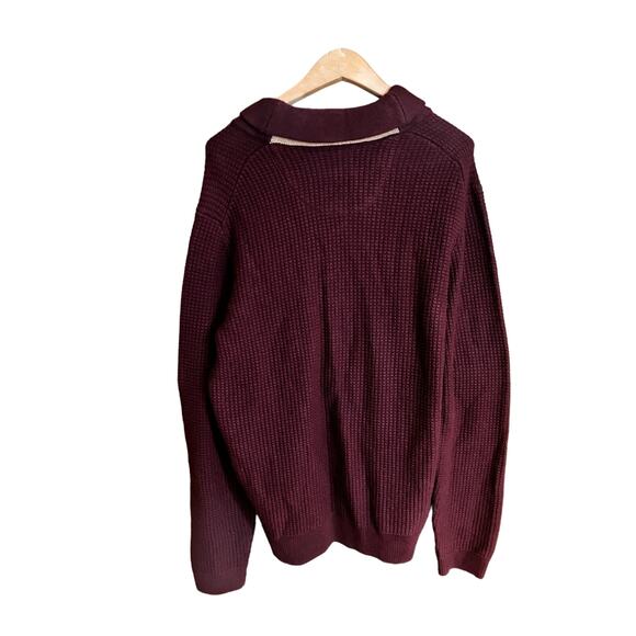 Jos A Bank 1905 Mens Sweater Large Burgundy, Thick. Chunky, Preppy, NEW with Tag - Picture 2 of 4
